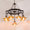 Warehouse Wheel Chandelier Light 7/9 Heads Beige Hanging Lamp - Rebooters