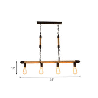 4 Lights Rope Chandelier Factory Black Finish Open Bulb Pendant Light Kit - Rebooters