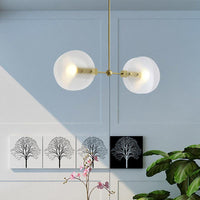 Acrylic Round Panel Chandelier Light Postmodern 2/3 Bulbs Gold Finish Ceiling Lamp - Rebooters