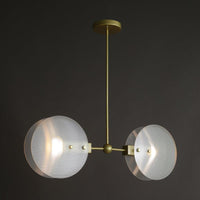 Acrylic Round Panel Chandelier Light Postmodern 2/3 Bulbs Gold Finish Ceiling Lamp - Rebooters