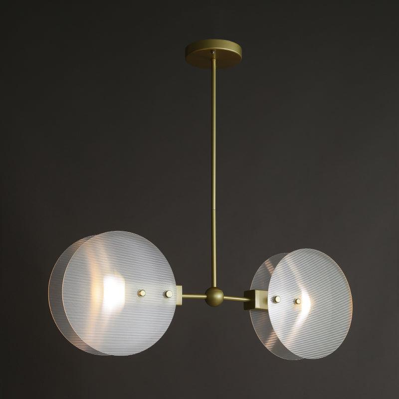 Acrylic Round Panel Chandelier Light Postmodern 2/3 Bulbs Gold Finish Ceiling Lamp - Rebooters