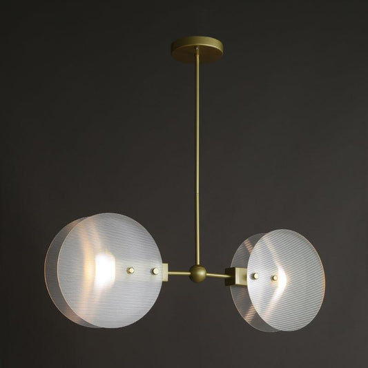 Acrylic Round Panel Chandelier Light Postmodern 2/3 Bulbs Gold Finish Ceiling Lamp - Rebooters