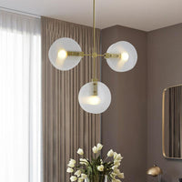 Acrylic Round Panel Chandelier Light Postmodern 2/3 Bulbs Gold Finish Ceiling Lamp - Rebooters