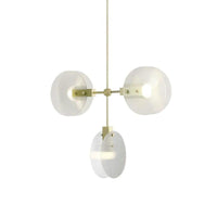 Acrylic Round Panel Chandelier Light Postmodern 2/3 Bulbs Gold Finish Ceiling Lamp - Rebooters