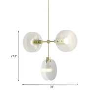 Acrylic Round Panel Chandelier Light Postmodern 2/3 Bulbs Gold Finish Ceiling Lamp - Rebooters