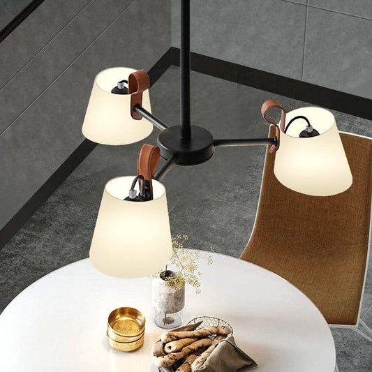 Barrel Dining Room Pendant Frosted White Glass Chandelier - Rebooters