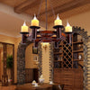 Wood Wheel Pendant Chandelier Farmhouse 6 Heads Light Kit - Rebooters