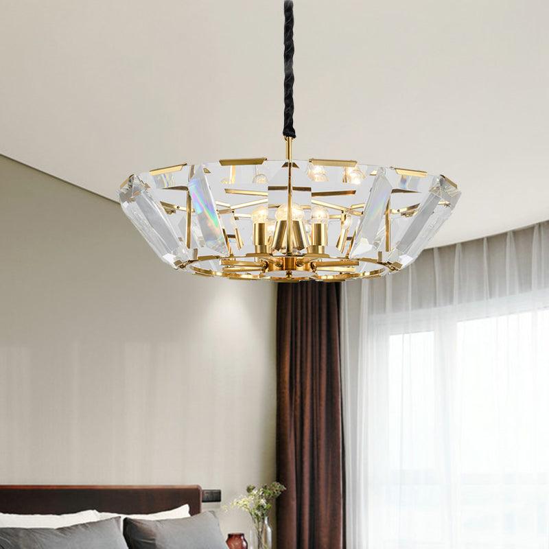 5 Heads Living Room Ceiling Chandelier Contemporary Gold Hanging Light Kit - Rebooters