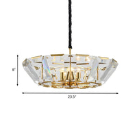 5 Heads Living Room Ceiling Chandelier Contemporary Gold Hanging Light Kit - Rebooters