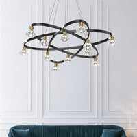 Black 12 Bulbs Chandelier Lamp Modern Metal Star Light - Rebooters