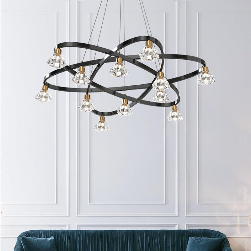Black 12 Bulbs Chandelier Lamp Modern Metal Star Light - Rebooters