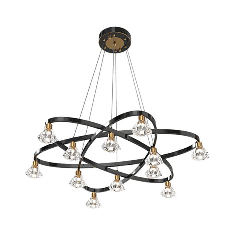 Black 12 Bulbs Chandelier Lamp Modern Metal Star Light - Rebooters
