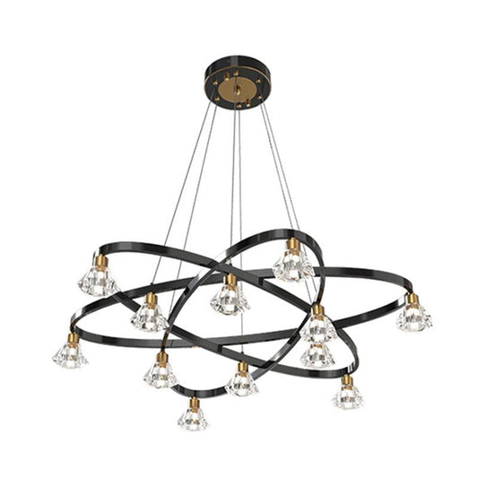 Black 12 Bulbs Chandelier Lamp Modern Metal Star Light - Rebooters