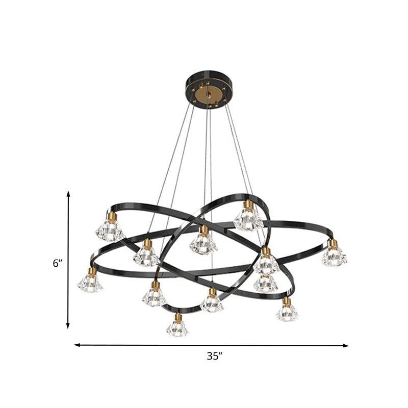 Black 12 Bulbs Chandelier Lamp Modern Metal Star Light - Rebooters