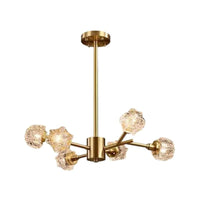 6-Bulb Crystal Block Chandelier Light Modern Brass Starburst - Rebooters