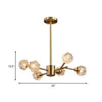 6-Bulb Crystal Block Chandelier Light Modern Brass Starburst - Rebooters