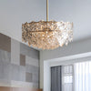 Brass Circular Chandelier Light Fixture Vintage Beveled K9 Crystal 6 Heads - Rebooters