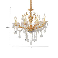 8-Head Candle Pendant Chandelier Traditionalism Gold Crystal Light - Rebooters