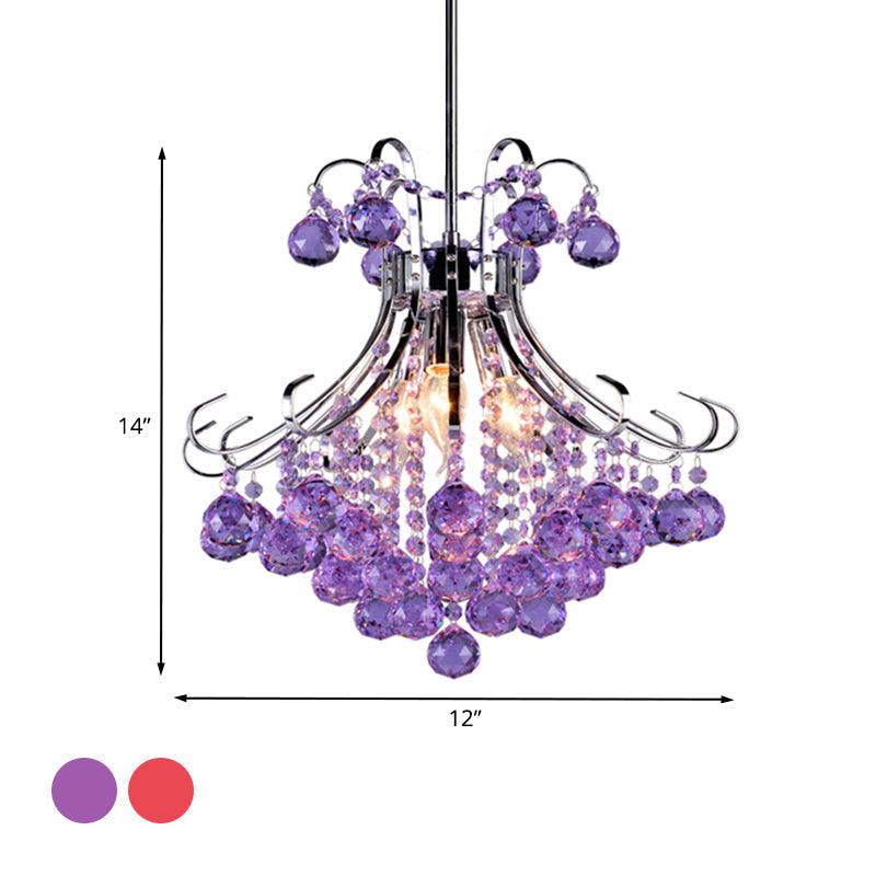3 Bulbs Chandelier Pendant Light Traditionalist Raindrop Crystal - Rebooters