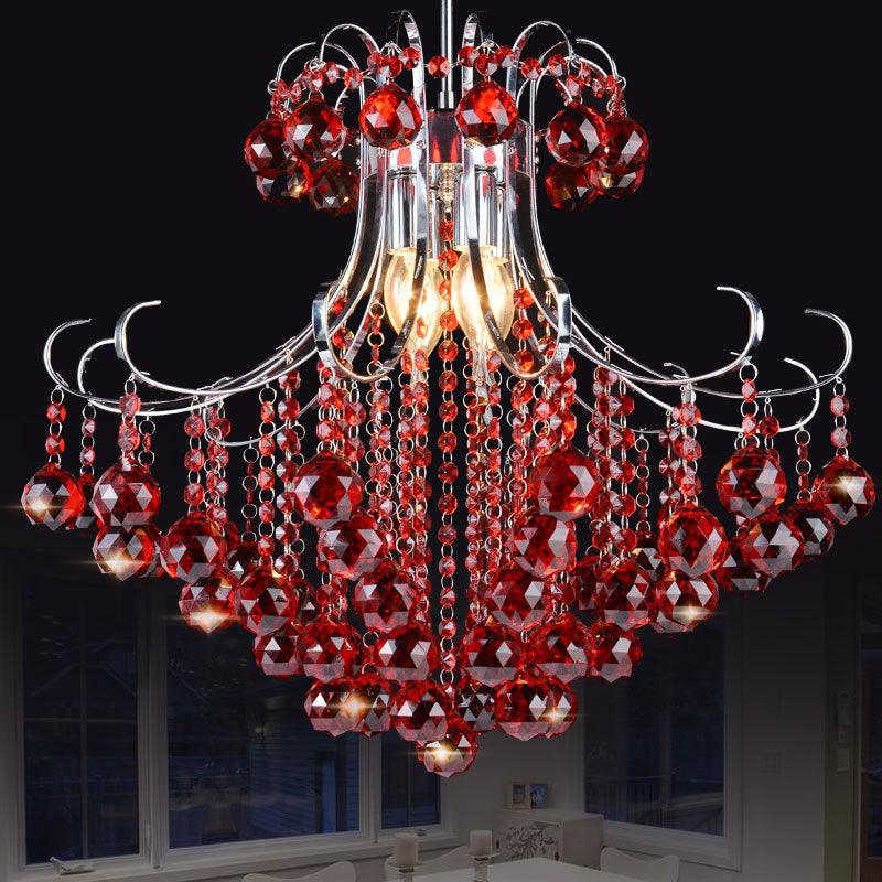 3 Bulbs Chandelier Pendant Light Traditionalist Raindrop Crystal - Rebooters