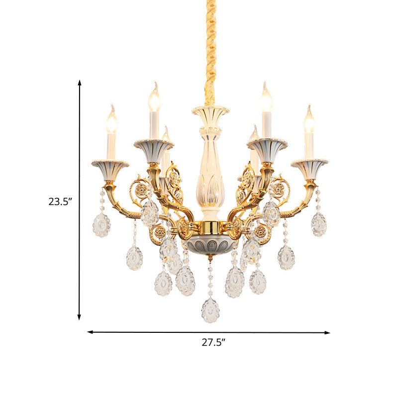 Gold Candle Chandelier Lamp Traditional Crystal 6 Heads Light - Rebooters