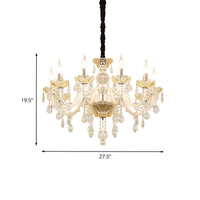8 Bulbs Clear Crystal Chandelier Lamp Traditionalist White Ceiling Pendant - Rebooters