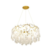6 Lights Hanging Chandelier Modern Cascade Clear Bubble Crystal - Rebooters