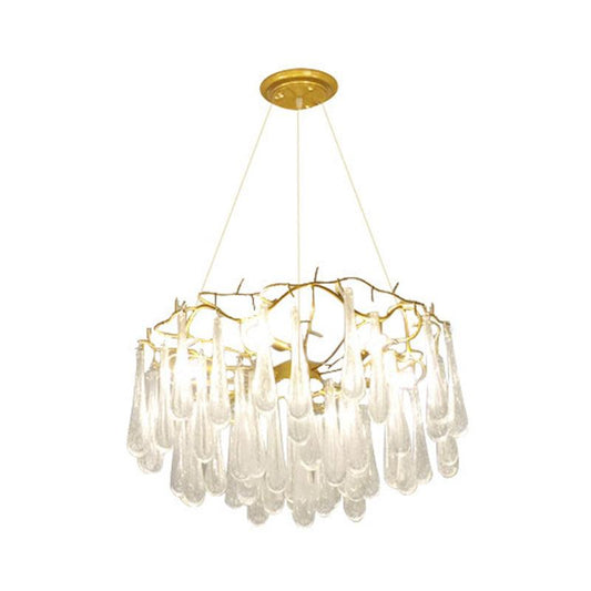 6 Lights Hanging Chandelier Modern Cascade Clear Bubble Crystal - Rebooters
