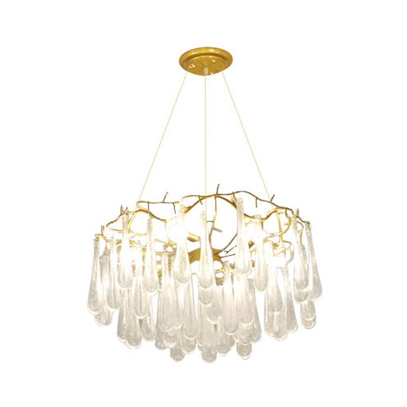 6 Lights Hanging Chandelier Modern Cascade Clear Bubble Crystal - Rebooters