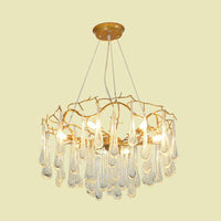 6 Lights Hanging Chandelier Modern Cascade Clear Bubble Crystal - Rebooters