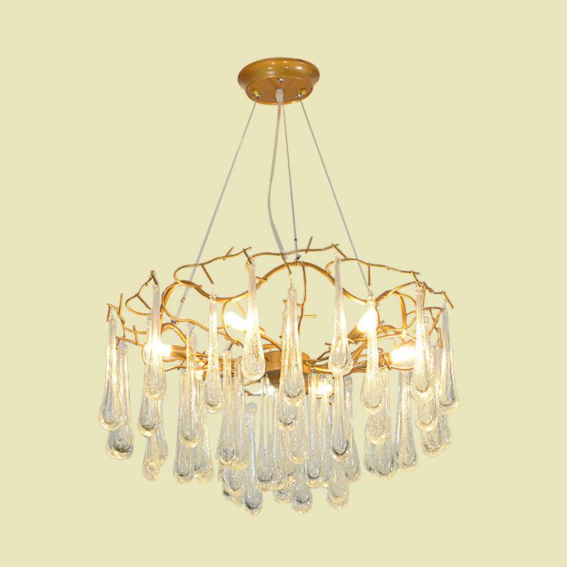 6 Lights Hanging Chandelier Modern Cascade Clear Bubble Crystal - Rebooters