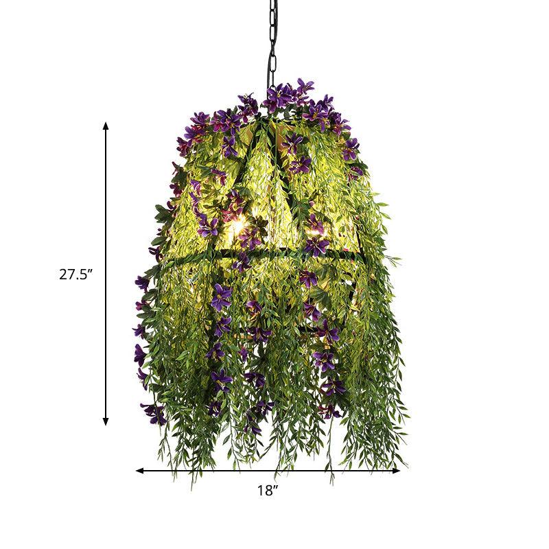 4-Bulb Diamond Cage Chandelier Light Industrial Black Metal - Rebooters