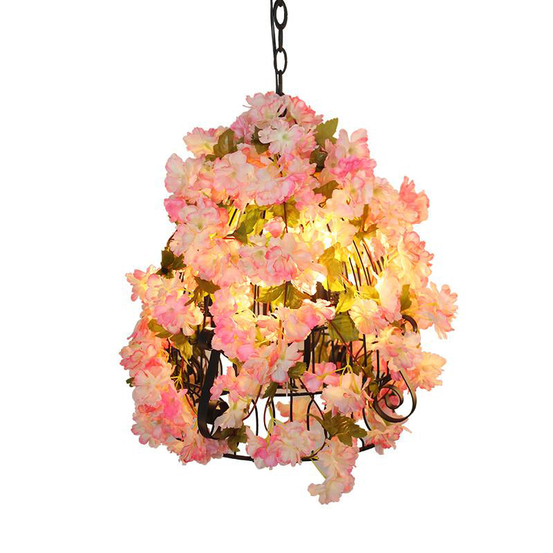 Pink Cherry Blossom Ceiling Chandelier Farmhouse Iron Light - Rebooters