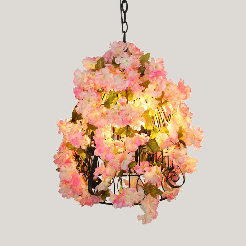 Pink Cherry Blossom Ceiling Chandelier Farmhouse Iron Light - Rebooters