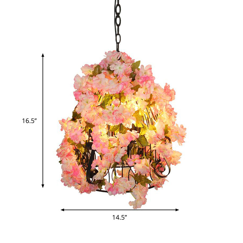 Pink Cherry Blossom Ceiling Chandelier Farmhouse Iron Light - Rebooters