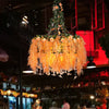 4-Bulb Round Cage Chandelier Light Warehouse Orange Metal Ceiling Pendant Lamp - Rebooters