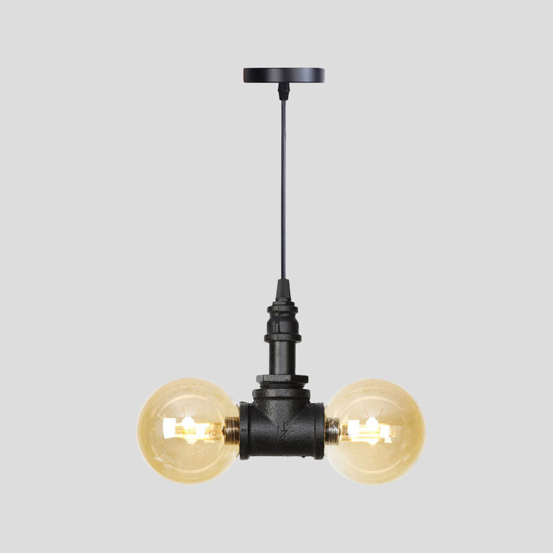 2 Bulbs Ceiling Chandelier Industrial Coffee House Lamp Black - Rebooters