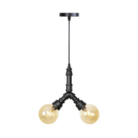 2 Bulbs Ceiling Chandelier Industrial Coffee House Lamp Black - Rebooters