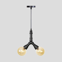 2 Bulbs Ceiling Chandelier Industrial Coffee House Lamp Black - Rebooters