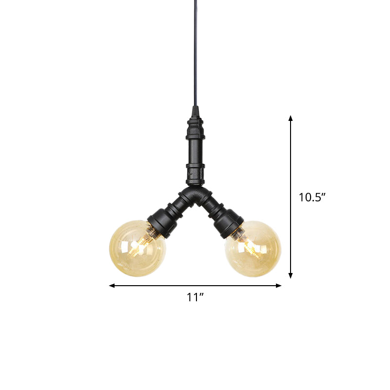 2 Bulbs Ceiling Chandelier Industrial Coffee House Lamp Black - Rebooters