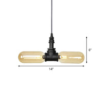2 Bulbs Ceiling Chandelier Industrial Coffee House Lamp Black - Rebooters