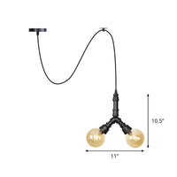 Amber Glass Black Pendant Chandelier Spherical Capsule Lamp - Rebooters