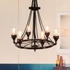 Rust Wheel Chandelier Pendant Light Industrial 6-Bulb Lamp - Rebooters