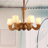 Wood Curved Arm Hanging Chandelier Modernism 6 Heads Ceiling Lamp - Rebooters