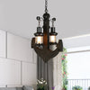 Clear Glass Black Chandelier Lighting Kerosene 2-Light Industrial Hanging Ceiling Light - Rebooters