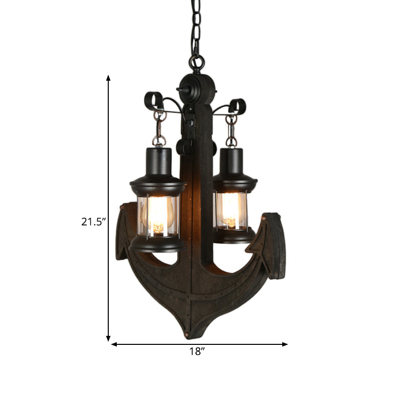 Clear Glass Black Chandelier Lighting Kerosene 2-Light Industrial Hanging Ceiling Light - Rebooters