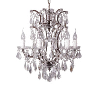4/6 Heads Chandelier Pendant Light Traditional Scroll Arm Crystal Hanging Lamp Kit in White - Rebooters