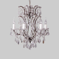 4/6 Heads Chandelier Pendant Light Traditional Scroll Arm Crystal Hanging Lamp Kit in White - Rebooters