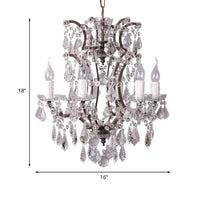 4/6 Heads Chandelier Pendant Light Traditional Scroll Arm Crystal Hanging Lamp Kit in White - Rebooters