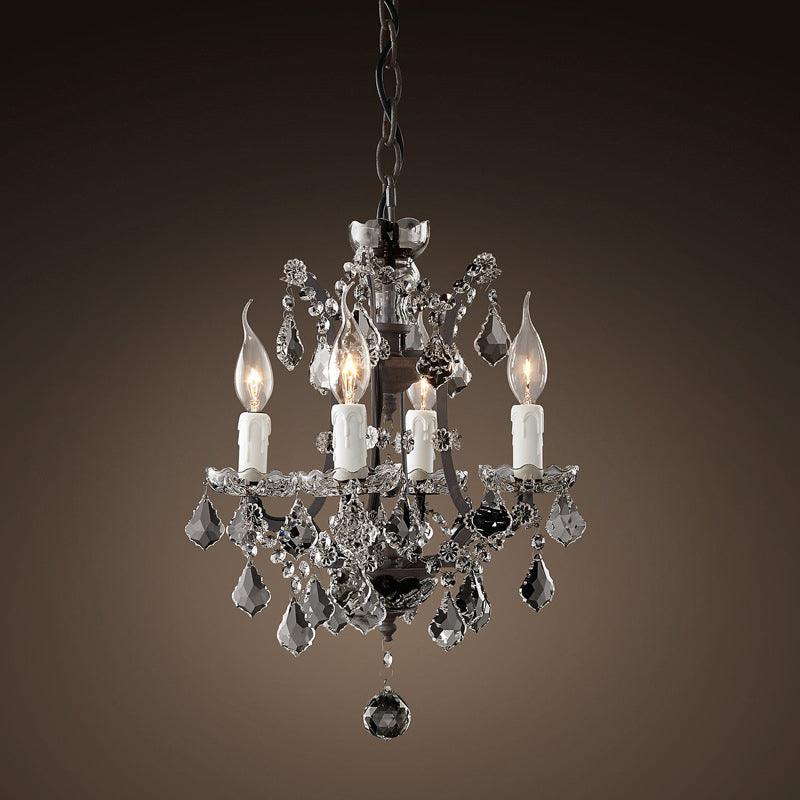 4/6 Heads Chandelier Pendant Light Traditional Scroll Arm Crystal Hanging Lamp Kit in White - Rebooters